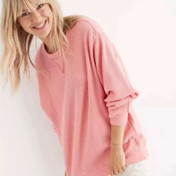 aerie | Tops | Aerie The Sweat Waffle Crew Neck Sweatshirt | Poshmark
